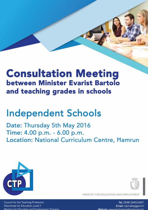 Second Consultation meeting with Minister for Education and Employment