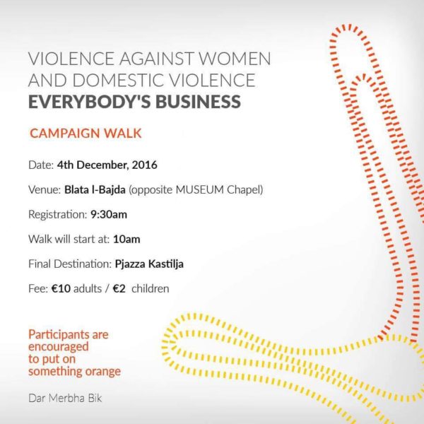 Solidarity walk on domestic violence by Dar Merħba Bik