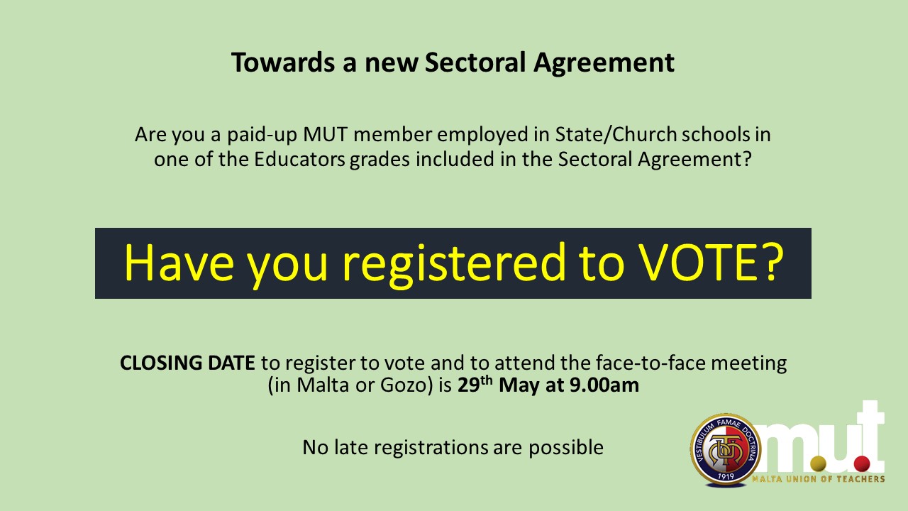 Registration to VOTE on the Sectoral Agreement