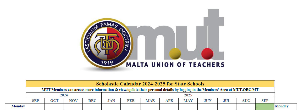 Scholastic Calendar for 2024-2025